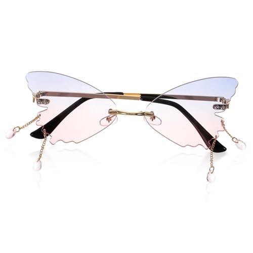 VALICLUD Rimless Butterfly Sonnenbrille Damen Trendige Uv Schutz Schmetterlingsform Modisch Party Outdoor Geeignet Langlebiges Pc Material VALICLUD Rimless Butterfly Sonnenbrille Damen Trendige Uv Schutz Schmetterlingsform Modisch Party Outdoor Geeignet Langlebiges Pc Material von VALICLUD