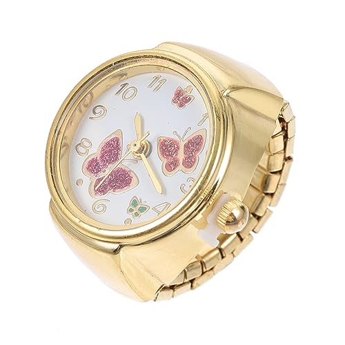 VALICLUD Schmetterlings Ringuhr Dekorative Uhr Fingeruhr Metall Ringe Uhr Mit Großen Ziffern Für Komfortable Zeitmessung Persönlichkeits-schmuckuhr Für Damen Und Herren von VALICLUD