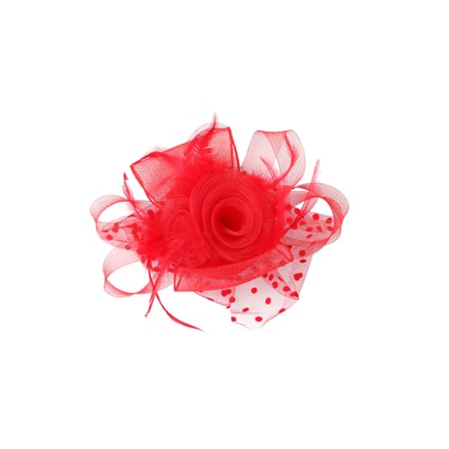 VALICLUD Rosenblüten Haarschmuck für Damen Haarnband mit Schleier Rotes Blumenhaarband für Partys Festivals und Besondere Anlässe Leicht und Formstabil Einzigartiges Accessoire für Jede von VALICLUD