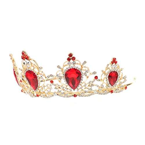VALICLUD Rote Barock Brautkrone Hochzeit Haarschmuck Diadem für Mädchen Langlebig Formbeständig Modisch und Auffällig für Braut und Festliche Anlässe von VALICLUD