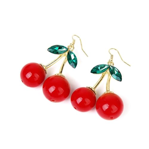 VALICLUD Rote Ohrringe Damen Baumelnde Ohrhänger Kunststoff Legierung Süßer Schmuck für Weihnachten Valentinstag Geburtstag von VALICLUD