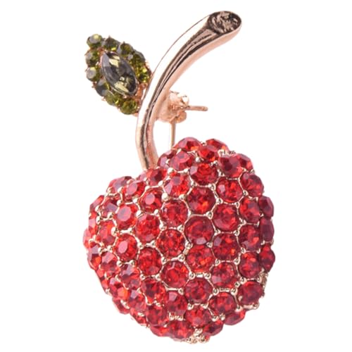 VALICLUD Rote Strassbrosche Anstecknadel Eleganter Apfel Design Schmuckpin für Mantel Pullover Schal Anzug Damenmoden Accessoire von VALICLUD