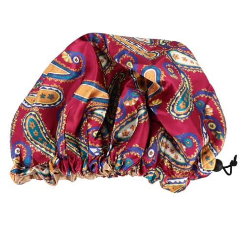 VALICLUD Runde Duschhauben Große Gefütterte Duschhaube Große Duschhaube Für Damen Doppellagige Badehaube Wasserdicht Wiederverwendbar Satin Schlafhaube Runde Schlafhaube Damen von VALICLUD