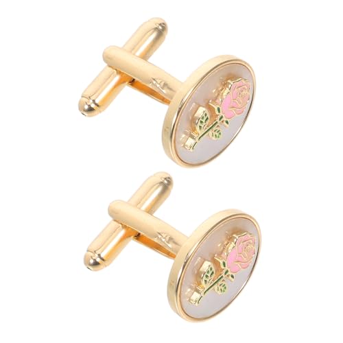 VALICLUD Runde Rosenschmuck Manschettenknöpfe Damen Blume Vintage Goldfarben Klassisch Minimalistisch Tuxedo Hemd Schmuck Für Hochzeit Business Alltag von VALICLUD
