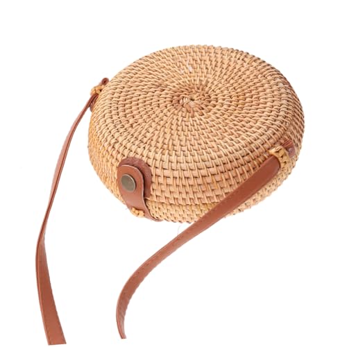 VALICLUD Runder Rattan-Strohhut Schultertasche Handgewebte Mini-Bag Für Damen Für Strand von VALICLUD