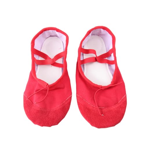 VALICLUD Rutsch Ballettschuhe mit Elastischem Band Leichte Tanzschläppchen für Yoga und Ballett rutschfeste Ledersohle Rot Geeignet für Erwachsene von VALICLUD