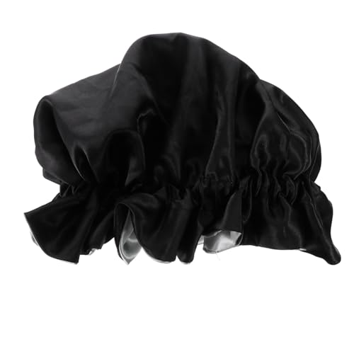 VALICLUD Satin Schlafmütze Für Damen Elastisch Für Haarausfall Atmungsaktiv Für Langes Und Lockiges Haar Chemotherapie Schwarz Grau von VALICLUD