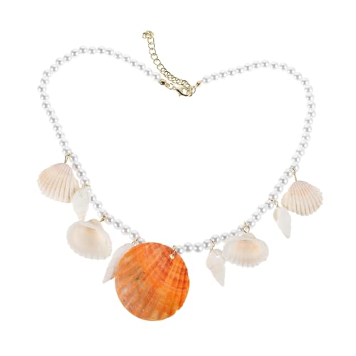 VALICLUD Schalen Anhänger Halskette mit Kunstperlen für Frauen Trendiger Boho Schmuck mit Design für Strandurlaub Vielseitig Kombinierbar und im Stil von VALICLUD