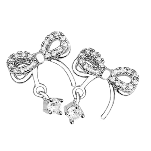 VALICLUD Schicke Bowknot Ohrstecker Damen Silber Strass Schleifenohrringe Glänzend Elegant Alltag von VALICLUD