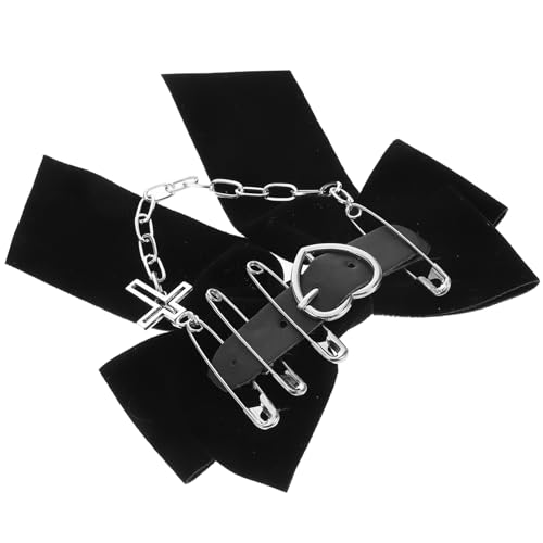 VALICLUD Vintage Steampunk Haarschmuck Mit Kreuzkette Und Schleife Halloween Haarklammer Für Gothic-look Und Piratenparty Langlebig Leder Punkige Kopfbedeckung Für Frauen von VALICLUD