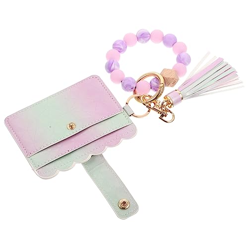 VALICLUD Dekoratives Schlüsselring-Armband Mit Kartenetui Beaded Design Für Frauen Stilvoller Schlüsselanhänger Mit Praktischem Kartenhalter Für Tägliche Nutzung Und Besondere von VALICLUD