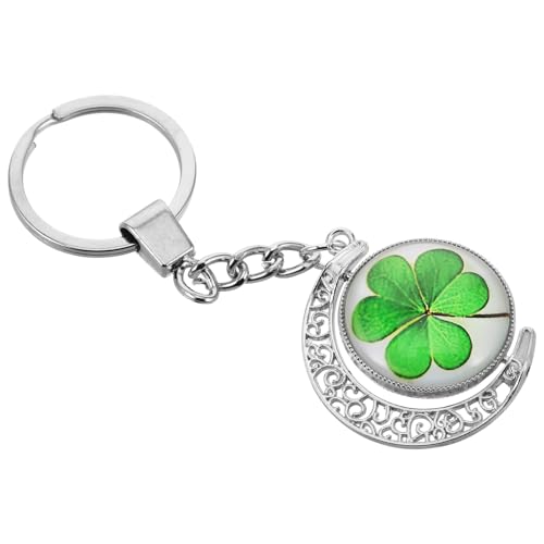 VALICLUD Glücklicher Schlüsselanhänger Blättern Doppelter Mondanhänger Stilvolles Accessoire Für Taschen Rucksäcke Und Handys Langlebiger Zinklegierungs Und Glaskomplex von VALICLUD