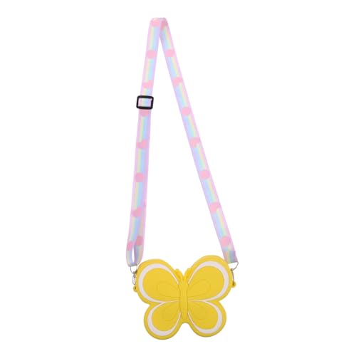 VALICLUD Stylische Junge Mädchen Geldbörse Aus Silikon Form Eines Schmetterlings Niedliche Mini Umhängetasche Für Mädchen Gelbes Design Als Accessoire Für Kleine Dinge von VALICLUD