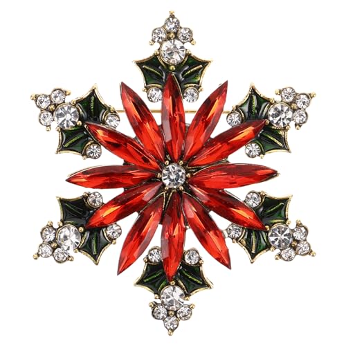 VALICLUD Schneeflocken-Brosche Broschen für Damen Schneeflocke Weihnachtsnadel Weihnachts-e- festliche Schneenadel Weihnachts-Strass-Pin Legierung von VALICLUD