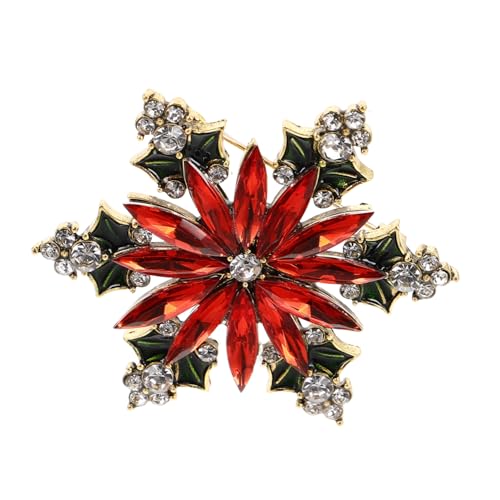VALICLUD Schneeflocken Brosche mit Strassbesatz Eleganter Weihnachts Anstecker Legierung Vielseitiger Schmuck für Pullover und Kleider Festliches Accessoire für Damen für Weihnachtsfeiern von VALICLUD