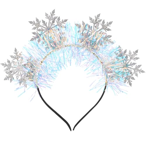 VALICLUD Schneeflocken Stirnband Weihnachten Glitzer Haarband Winter Schnee Haarreifen Krone Weihnachten Kopfschmuck Für Cosplay Haar Party Zubehör Zubehör Silber von VALICLUD