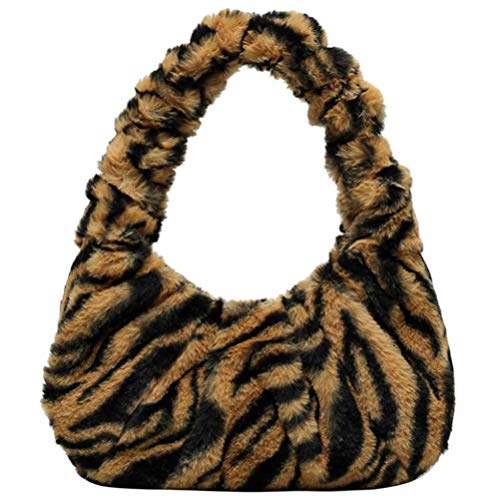 VALICLUD Schultertasche Damenhandtasche Handy Umhängetasche Mini Geldbörse Griff Tasche für Kunstfell Umhängetasche Zebra Clutch Tasche Achsel Geldbörse Handy Umhängetasche Mini Geldbörse von VALICLUD