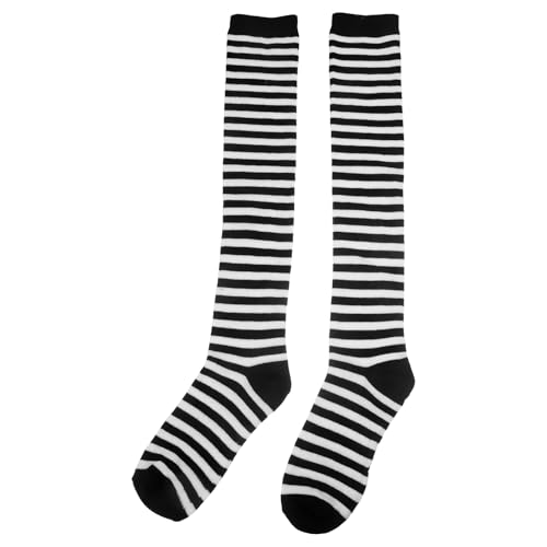 VALICLUD Schwarz-Weiße Nadelstreifenstrümpfe Über Dem Knie Polyester-Nadelstreifenstrümpfe Für Damen Und von VALICLUD