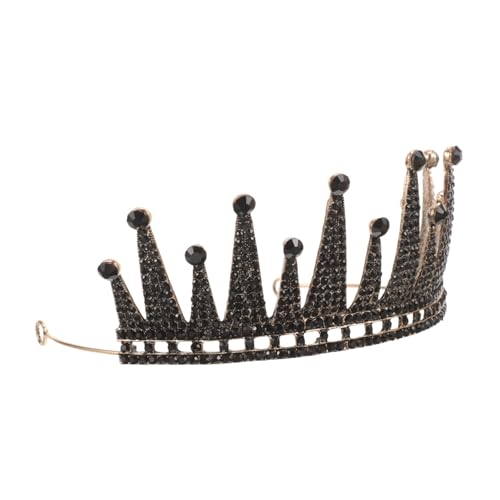 VALICLUD Schwarze Barock Brautkrone mit Strasssteinen Luxuriöses Tiara Diadem für Hochzeit Halloween Abschlussball Party und Festliche Anlässe Eleganter Haarschmuck für Besondere von VALICLUD