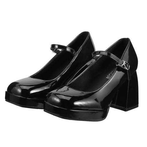 VALICLUD Schwarze Damen High Heels mit Dickem Blockabsatz Modische Stilvolle Pumps Angenehm und Langlebig Geeignet für Alltag Hochzeit und Festliche Anlässe von VALICLUD