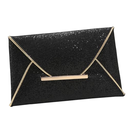 VALICLUD Schwarze Envelope Bag Umschlagbörse Kompakt Leicht Portabel mit Kartenfächern und Münzfach Damen Clutch Handtasche für Party Shopping Reise von VALICLUD