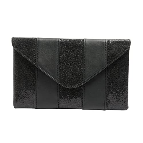 VALICLUD Schwarze Pailletten Handtasche Damen Envelope Pouch Pu- Vielseitige Clutch Für Abendveranstaltungen Kleine Aufbewahrungstasche Für Handy Geldbörse Und Karten von VALICLUD
