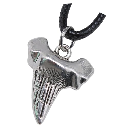 VALICLUD Schwarze Zahn Halskette mit Verstellbarem Lederband Modischer Männeranhänger im Surfer und Wikingerstil Langlebiger Wolfszahn Schmuck für Alltag Party und von VALICLUD
