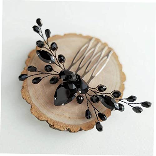 VALICLUD Schwarzer Haarkamm Brautschmuck mit Strass Hochzeit Haarnadel Elegant Haarschmuck für Braut und Brautjungfern Halloween Accessoire von VALICLUD