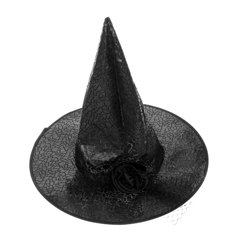 VALICLUD Schwarzer Hexenhut mit Rosen und Spitzenschleier Mesh hexenhut für Mädchen und Erwachsene Stilvolles Halloween party cosplay accessoire Atmungsaktiv und Angenehm für Lange Nutzung von VALICLUD