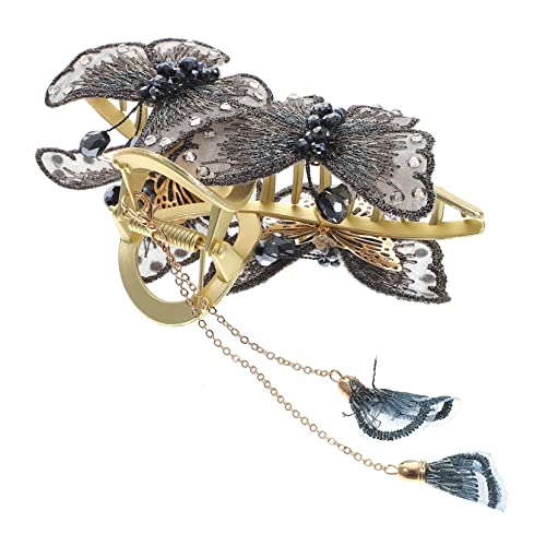 VALICLUD Schwarzer Metall haarklammer mit Schmetterlings Quasten design Eleganter Haarschmuck für Damen und Mädchen Vintage Haarspange für Alltag Party und Festliche Anlässe von VALICLUD
