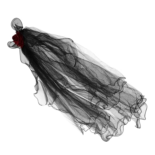 VALICLUD Schwarzes Hochzeitsaccessoire mit Roten Rosen für Halloween Geisterbraut Kostüm für Gothic Partys und Maskenbälle VALICLUD Schwarzes Hochzeitsaccessoire mit Roten Rosen für Halloween Geisterbraut Kostüm für Gothic Partys und Maskenbälle von VALICLUD