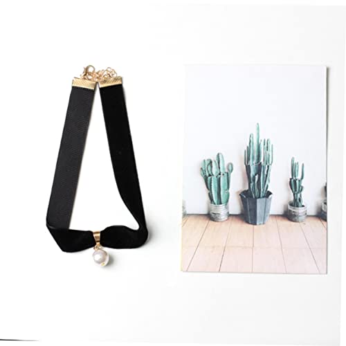 VALICLUD Schwarzes Samt Perlen Choker Kurz Elegant Schmuck für Alltag und Festliche Anlässe von VALICLUD