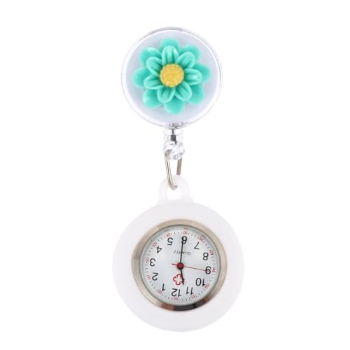 VALICLUD Pattern Clip Lapel Watch Mit Cover Tragbare Und Ausziehbare Uhr Für Leicht Ablesbare Quarzuhr Teeblattgrün von VALICLUD