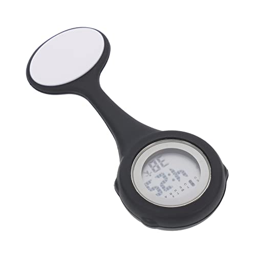 VALICLUD Schwesterntisch Flexible Arztuhr Digitaluhren für Herren Anhängeruhr für Krankenschwestern plastikenten plasure Nadeltaschenuhr Schwesternuhr mit rundem Zifferblatt Kieselgel Black von VALICLUD