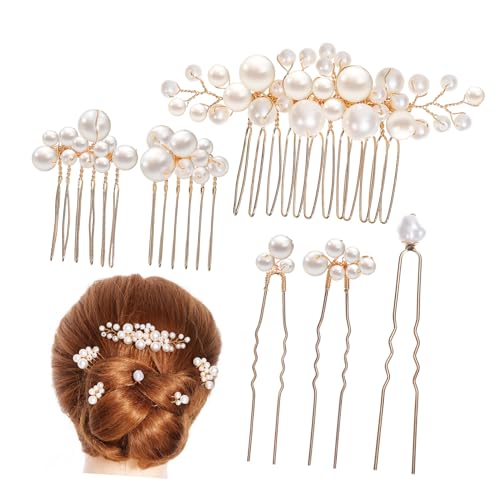 VALICLUD Seitlicher Haarkamm Für Damen Perlenspange Für Hochzeit Perlenhaarkamm in Gold Formelles Haaraccessoire Für Braut Perlenspangen Für Haare von VALICLUD