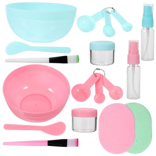 VALICLUD Selbstgemacht Gesichtsmasken Werkzeugset 18 Stück Kosmetisches Maskenschalen mit Löffel Stabbürste Sprühflasche Messbecher für Einfache Herstellung von Selbstgemacht Gesichtsmasken von VALICLUD