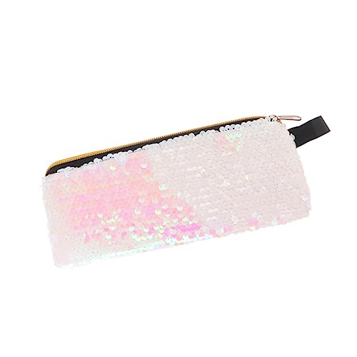VALICLUD Shiny Sequins Federmäppchen Handliche Aufbewahrungstasche Für Stifte Kosmetik Und Handys Waschbares Und Tragbares Design Weiß Für Schule Und Alltag von VALICLUD