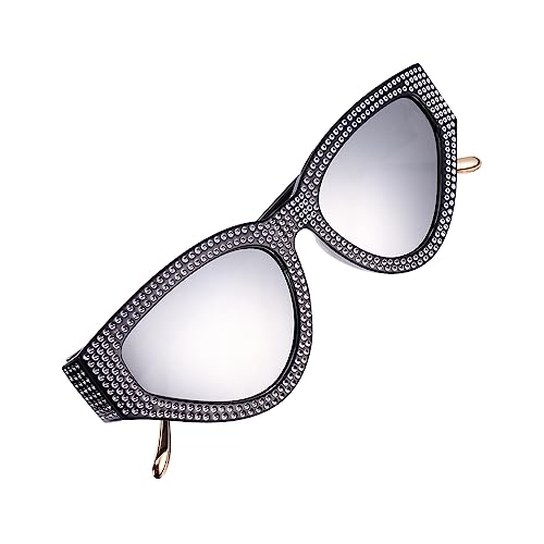 VALICLUD Shiny Strass Sonnenbrille Damen Herren Metallrahmen Dreieckig Party Beach Eyewear Leicht Robust Stilvoll UV Schutz von VALICLUD