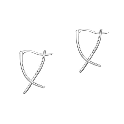 VALICLUD Silber Damen Ohrstecker Linien Kreuz Design Modische Party Ohrringe Langlebig Geschenk Schmuck für Frauen von VALICLUD