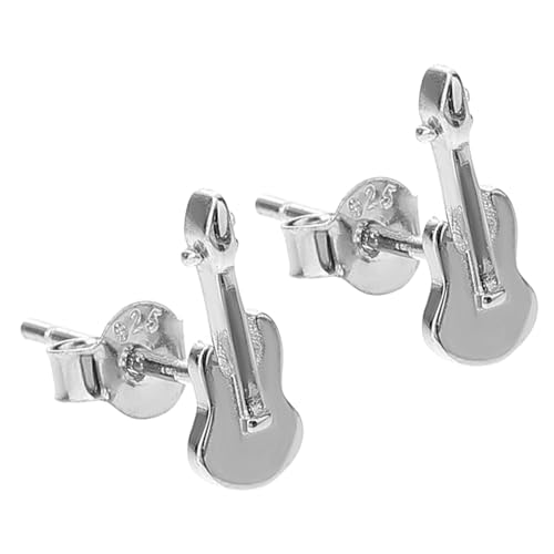VALICLUD Silber Ohrstecker Damen Gitarrenform mit Zirkonia Stilvolle Ohrschmuck Musik Eleganter Ohrschmuck für Frauen Langlebig und Modisch von VALICLUD