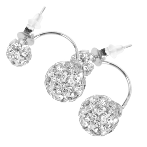 VALICLUD Silber Ohrstecker Damen Ohrschmuck mit Funkelnden Strasssteinen Doppelter Kugel Design Hypoallergen Eleganter Ohrschmuck für Alltag Party Hochzeit von VALICLUD