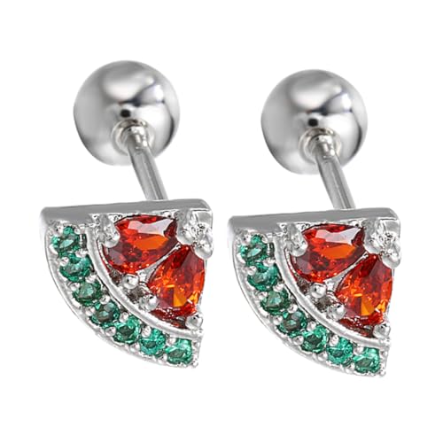 VALICLUD Silber Ohrstecker Damen Wassermelone Design Trendige Einzigartige Fruchtform Ohrschmuck Alltagsschmuck Modisch und Komfortabel für Frauen von VALICLUD