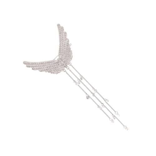 VALICLUD Silberfarbene Tassel Haarklammer mit Engelsflügel design Modischer Dekorativer Haarschmuck für Damen und Mädchen Leicht Sicher und Langlebig mit Funkelnden Strasssteinen Verziert von VALICLUD