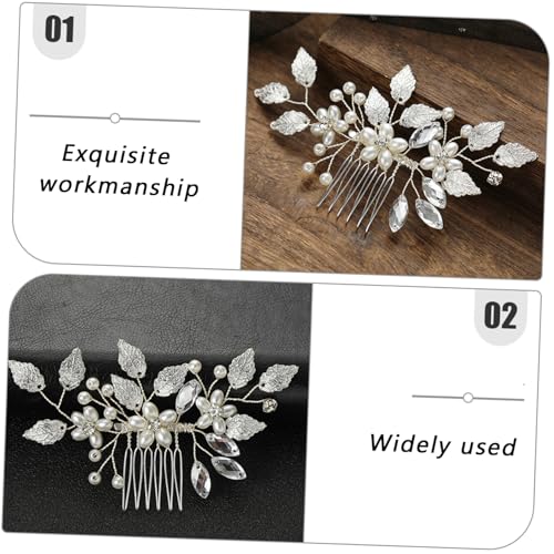 VALICLUD Silberner Haarkamm mit Perlen und Strasssteinen Brautschmuck Haarschmuck für Hochzeit Eleganter Haarkamm für Damen Hautfreundlich Langlebig Stilvoller Haarschmuck für Braut und von VALICLUD