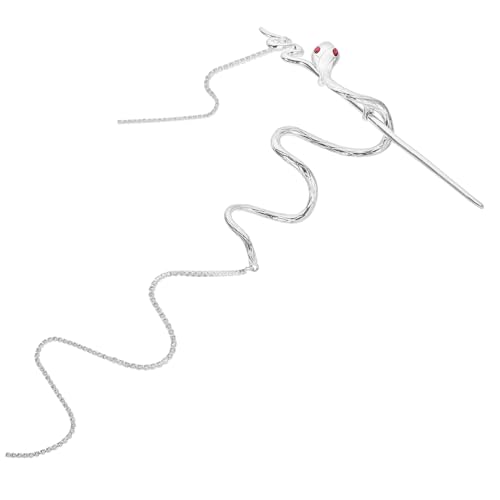 VALICLUD Silberner Langer Haarnadel Schlangen Stab mit Quaste Retro Haarstab für Lange Haare Vintage Haarschmuck Accessoire für Damen Stilvoller und Dutt Halter von VALICLUD