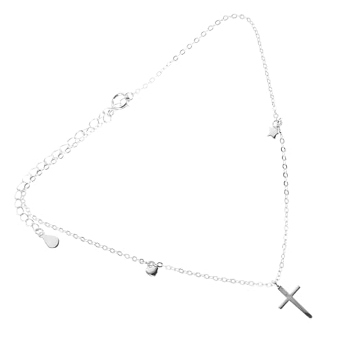 VALICLUD Silbernes Fußkettchen Damen mit Kreuz und Funkelnden Strasssteinen Verstellbares Leichtes Fußschmuck Armband für Sommer Strand und Alltag Elegantes Accessoire von VALICLUD