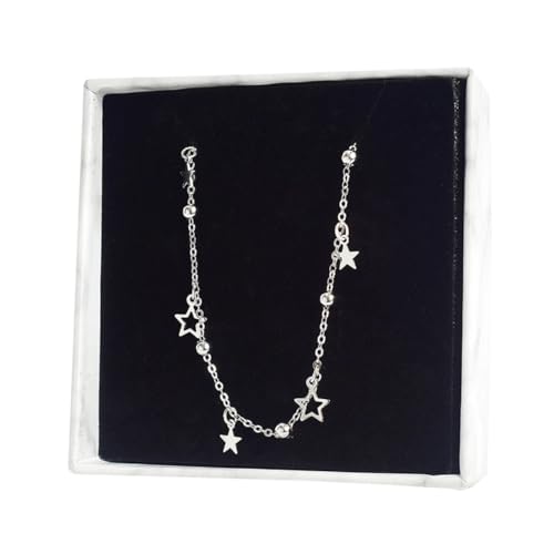 VALICLUD Silbernes Fußkettchen mit Stern anhänger Verstellbare Runde Perlen kette Minimalistischer Damen Schmuck Kreatives für Frauen Modische Strand accessoires von VALICLUD