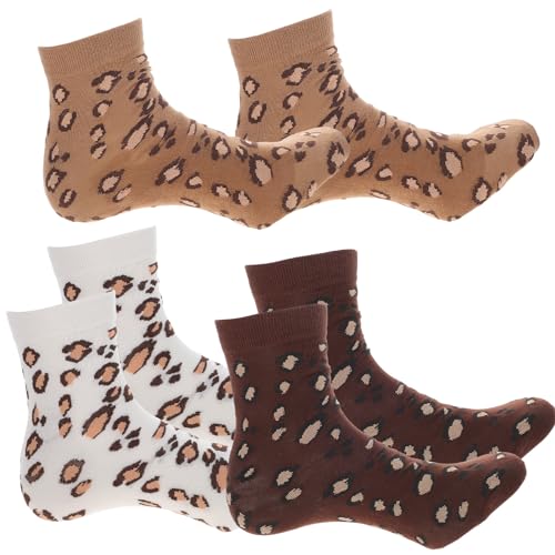 VALICLUD Socken mit Leopardenmuster Socken mit Tiermustermuster Herbst Winter Wolle Fuzzy Crew Socken 3 Stück von VALICLUD