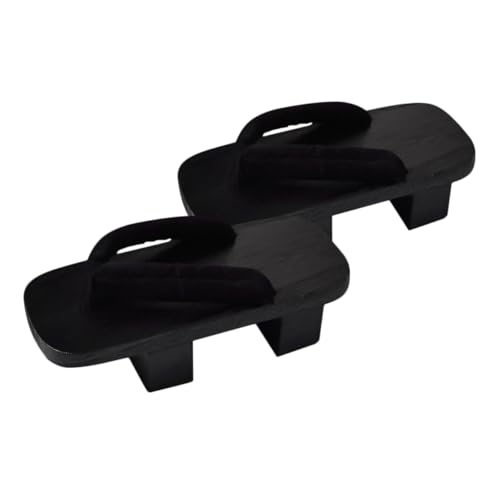 VALICLUD Sommer Clogs Holzsandalen mit Zwei Zähnen Slip Design Langlebige Plattform Sandalen für Damen und Herren Bequeme Japanische Geta Slipper Passend für Fuß Schwarz von VALICLUD