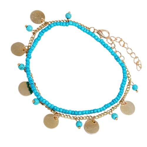 VALICLUD Sommer Fußkettchen Damen Goldfarbene Chic Anhänger Knöchel Schmuck Strand Barfuß Beach Accessoire Verstellbar Elegant Boho Stil von VALICLUD